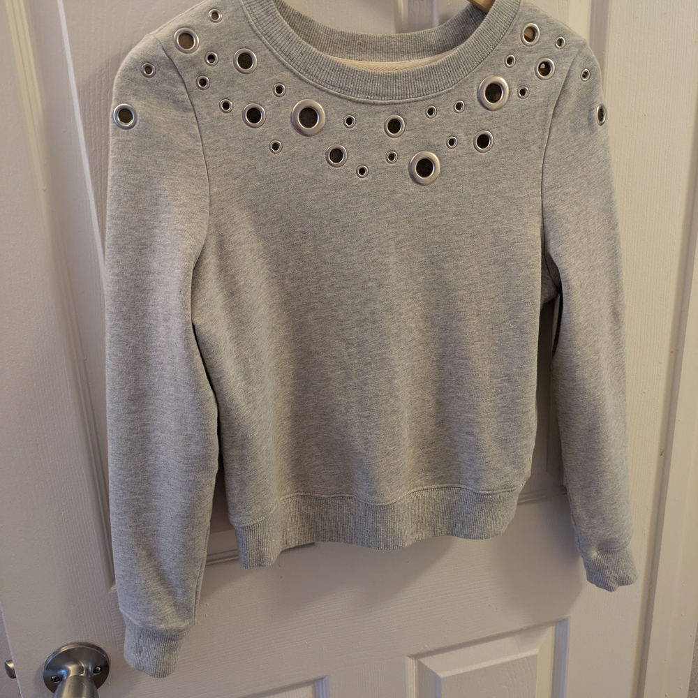 Gray Eyelet Sweatshirt
